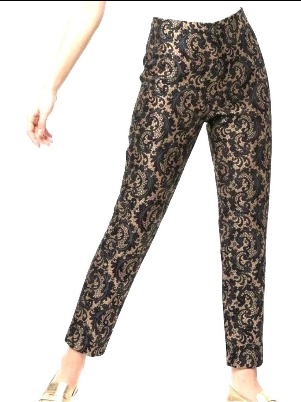 Talbots Metallic Jacquard Pants - Picture 2 of 4